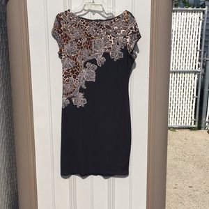 Dress black with animal print
